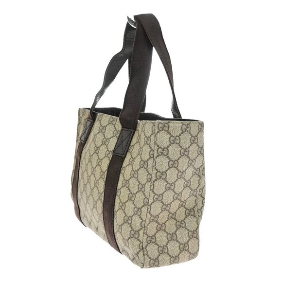 GUCCI Logo GG Pattern Hand Tote Bag PVC Leather Brown Made In Italy - Picture 3 of 16